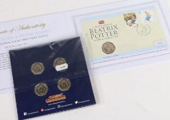 Beatrix potter, Westminster Peter Rabbit Stamp and Coin Cover, together with a Change Checker 2017