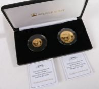 Jubilee Mint, The Centenary of World War I solid 22 carat gold proof £1 and £2, 8 grams and 16