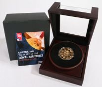 The Royal Airforce Celebrating 100 Years 22 Carat Gold 5oz Coin, 06/10, issued 2018, cased with