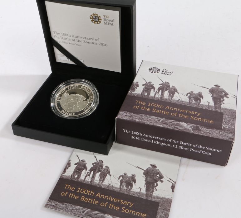 The Royal Mint The 100th Anniversary of the Battle of the Somme UK £5 silver proof coin, limited