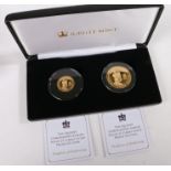 Jubilee Mint, The Queens Coronation Jubilee solid 22 carat gold £1 and £2 coin, 2018, the £1 8 grams