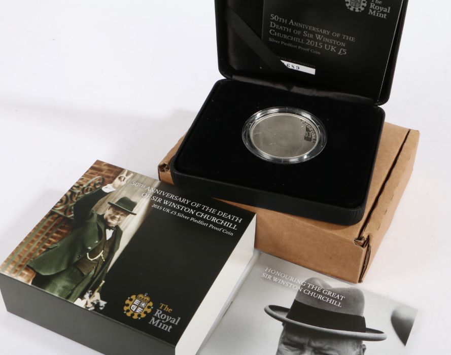 The Royal Mint 50th Anniversary of the Death Of Sir Winston Churchill 2015 UK £5 Silver Piedfort