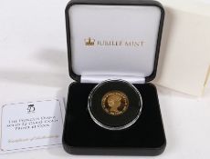 Jubilee Mint, The Princess Diana sold 22 carat gold proof £1, limited to 199, cased and certificate