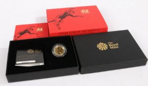 Royal Mint Lunar Year of the Monkey, 2016, Tenth-Ounce Gold coin, 0555/1888,