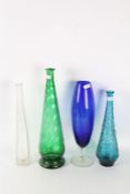 Four large coloured glass vases, to include a Italian example decorated with vines etc the largest