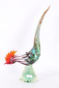 Large Murano style coloured glass cockerel, 48cm tall
