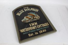 Reproduction "The Blue Dolphin Inn" pub sign, 53cm high, 39cm wide