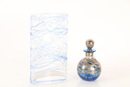 A 20th century blue glass and silver mounted bottle hallmarked for Sheffield 1994 together with a