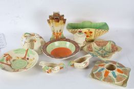 Collection of Art Deco ceramics, to include Carlton Ware dishes, Myott & Son vase and dishes,
