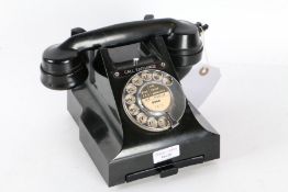 1960's bakelite rotary dial telephone, dialling code dated 1967 (lacking bell clapper)