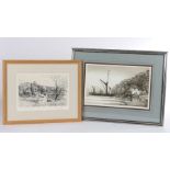 After Aiden Kirkpatrick (b.1932) Pin Mill at High Water, pencil signed limited edition etching, 29/