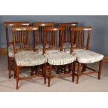 Set of six 19th century mahogany rail back dining chairs, with square tapering legs and later
