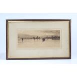 Wilfred Ball, "Venice", signed Wilfred Ball (lower left), black and white etching, 19 x 44cm