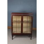 Early 20th century mahogany display cabinet, the pair of astragal glazed doors enclosing glass