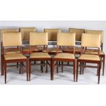 Set of nine early 20th mahogany dining chairs, the pad backs with bar and ball slats above the