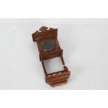 Novelty oak pocket watch holder, in the form of a clock case, with glazed panel, 21.5cm tall