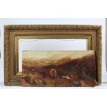 English School (19th Century) HIghland Cattle in a Landscape oil on canvas 34 x 69cm
