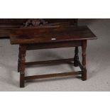 17th century style joined oak long stool, 82cm long, 51cm high
