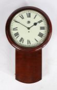 Late 19th Century / early 20th Century 8 day mahogany wall clock, , the mahogany drop case with