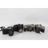 Four 20th century Cameras to include a Praktica MTL3 with a Zenit Helios 44m-4 2/58 lens, A