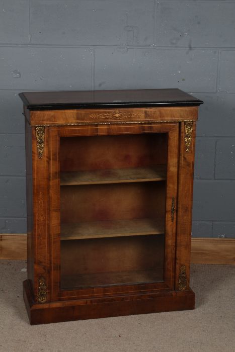A Victorian walnut pier cabinet, the rectangular top above an inlaid frieze, together with a