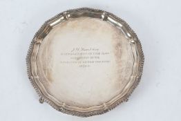 Elizabeth II silver card tray, Birmingham 1959, maker George Tarratt Ltd. the central field with