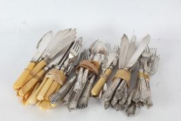 Silver plated cutlery to include set of six fish knives and forks with Albany pattern handles (qty)