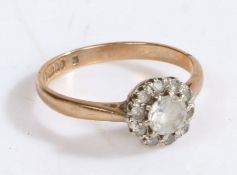 A 9 carat gold ring, the head set with paste in the form of a flower, ring size N weight 2.1 grams