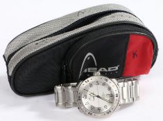Head 100m stainless steel gentleman's wristwatch, the signed white dial with central crosshairs,