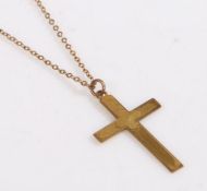 A 9 carat gold cross and chain link necklace, weight 2.2 grams