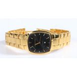 Aston Gerrard gilt stainless steel gentleman's wristwatch, the signed black dial with baton markers,