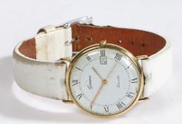 Geneve Quartz 9 carat gold ladies wristwatch, the signed white dial with Roman numerals, inner