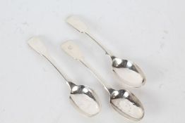 Three George III and later silver teaspoons, all with fiddle pattern handles, one initialled C, 2.