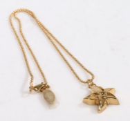 A Lalique yellow metal star pendant and chain, weight 8.4 grams