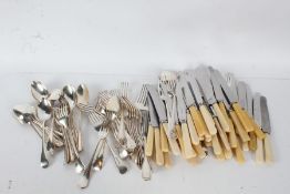 Silver plated cutlery, to include set of six dessert spoons and forks, set of six Bohrmann dessert