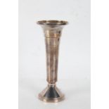 Elizabeth II silver trumpet-form spill vase, Sheffield 1965, maker Walker & Hall, the stepped