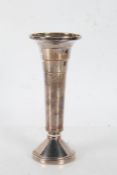 Elizabeth II silver trumpet-form spill vase, Sheffield 1965, maker Walker & Hall, the stepped