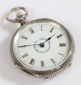 Victorian silver open face pocket watch, the case Birmingham 1881, maker Mojon & Montandon, the