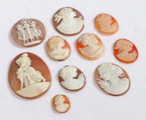 A collection of cameos, depicting classical and neo-classical women, (10)