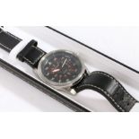 Citizen Eco-Drive stainless steel gentleman's wristwatch, the signed black dial with inner 12/24