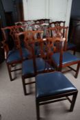 Set of eight mahogany Chippendale style chairs, with two carvers and six singles, with a wavy