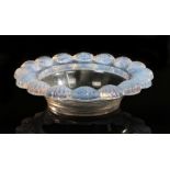 Rene Lalique glass dish with shell moulded border, signed to base, 20cm diameter