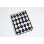 Late 19th century Silk wallet dated 1898, the deep blue and gold chequered design to one side and
