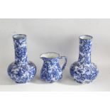 Pair of Losol Ware Cavendish pattern blue and white transfer decorated vases, 28cm tall and a