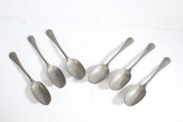 Six 18th century style pewter rat tail spoons (6)