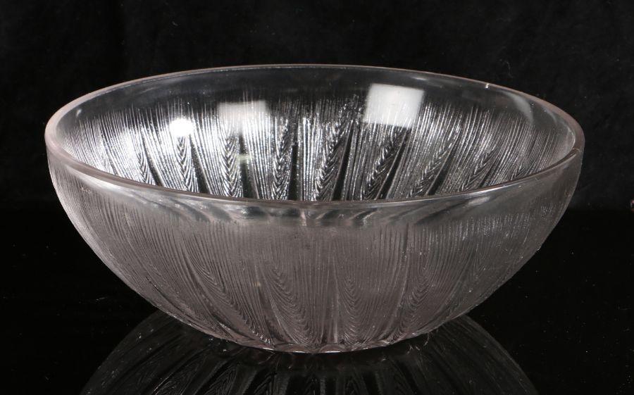 Rene Lalique Epis pattern glass bowl, inscribed to base and numbered 3235, 24cm diameter