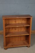 20th century pine open bookcase the rectangular top above a open recess enclosing two shelves raised