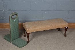 20th century oblong footstool, raised on cabriole legs and pad feet, 93cm long, together with an