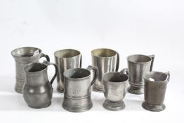 Eight 19th Century and later pewter tankards, to include pint and half pint examples (8)