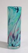Mike Hunter art glass vase, of cylindrical form with polychrome marble effect decoration, signed